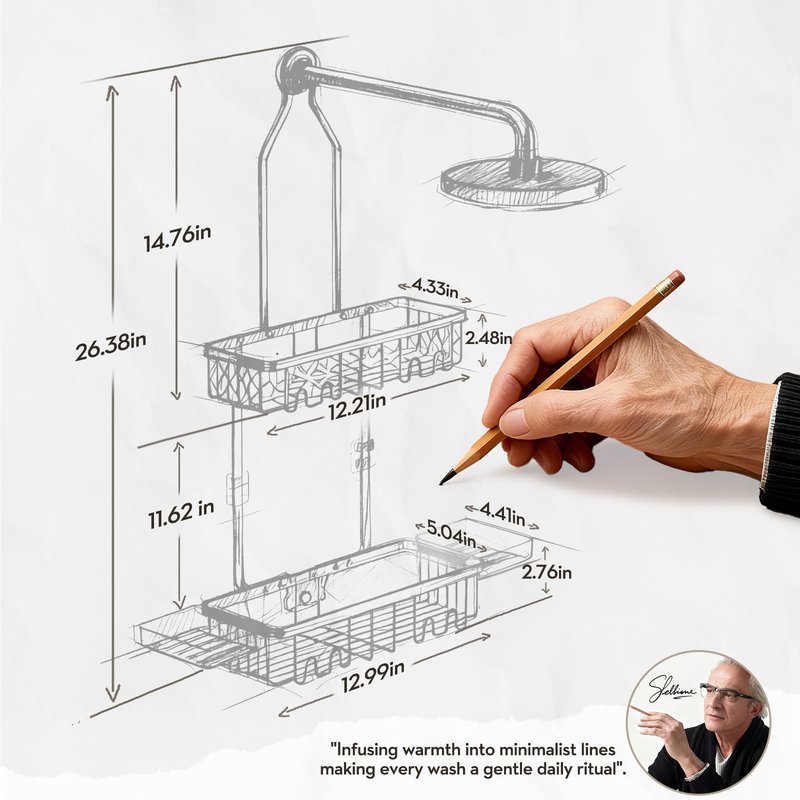 VALORDINE Shower Caddy Hanging, Never Rust Shower Organizer Hanging, Aluminum Shower Racks for Inside Shower with Hooks for Razor, Bathroom Organizers and Storage with Soap Holder, Bright Silver