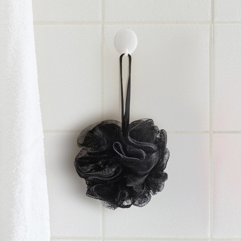 Funnymoom 12 Pcs Travel Size Loofah Individually Wrapped, Small Shower Puff Bath Sponge Pouf Ball Bulk Mesh Bath Puff Mini Loofah Sponge with Case Bulk for Shower Care (25g,Black)