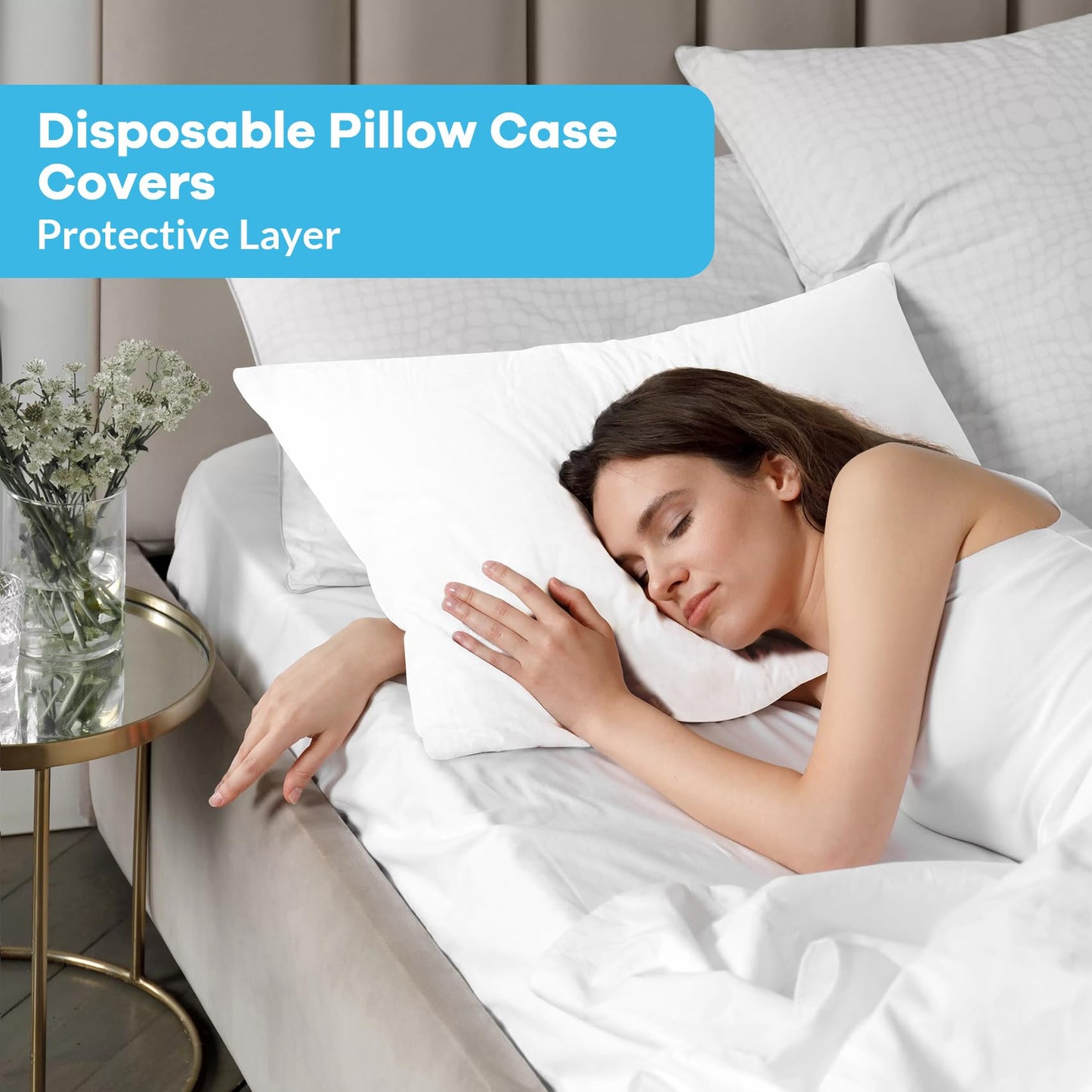 Tvvcalk Disposable Pillowcases, 100PCS Disposable Pillow Case Covers, Soft Non-Woven Fabric Disposable Pillow Cases for Medical, Hospital, Hotels, SPA Tattoo Lash Pillow Covers, White, 21 in x 30 in