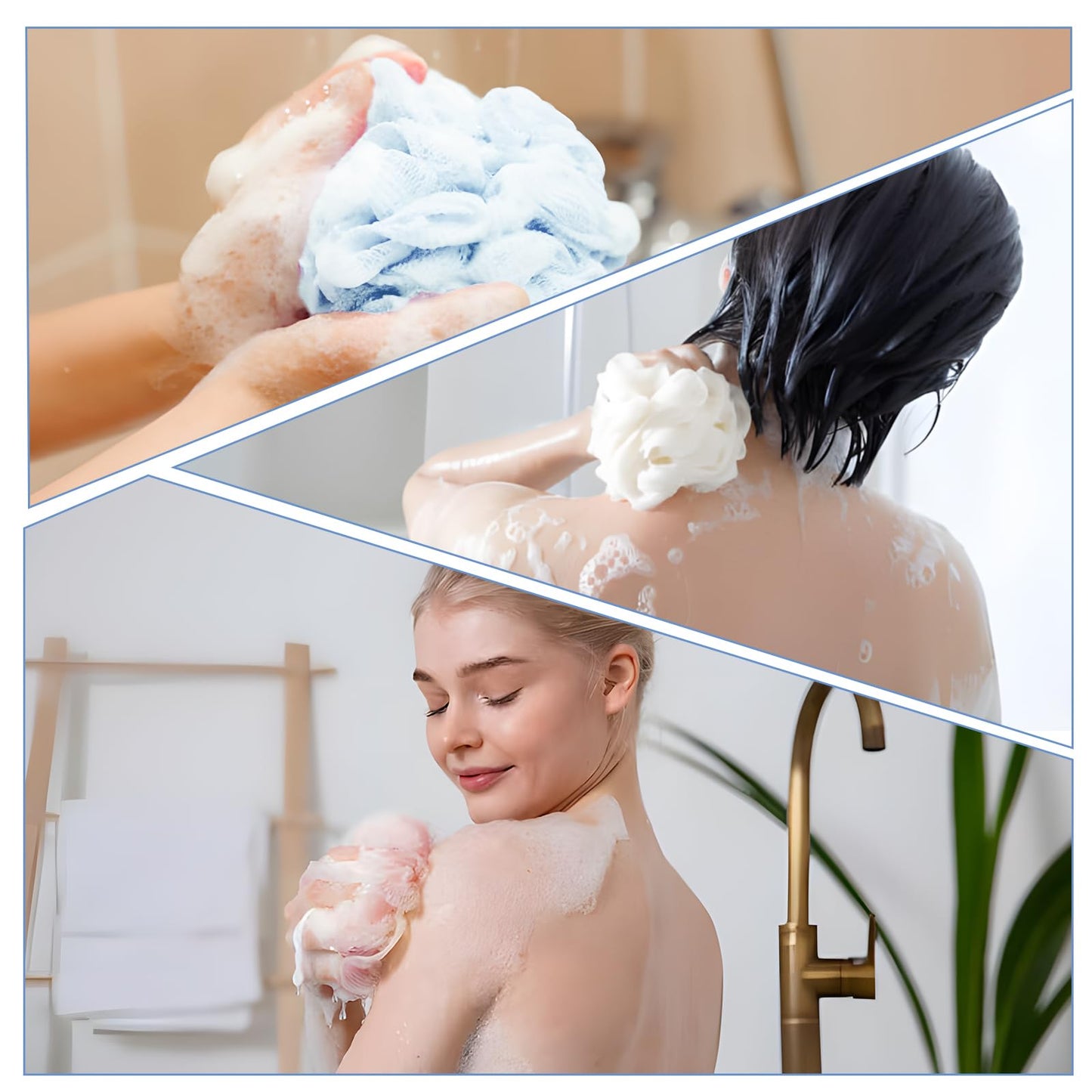 Soap Bar Loofah that Holds Bar Soap-Exfoliation Mesh Shower Ball,2 in 1 Bath Loofah Sponge with Drawstring (Pink,Blue,White)