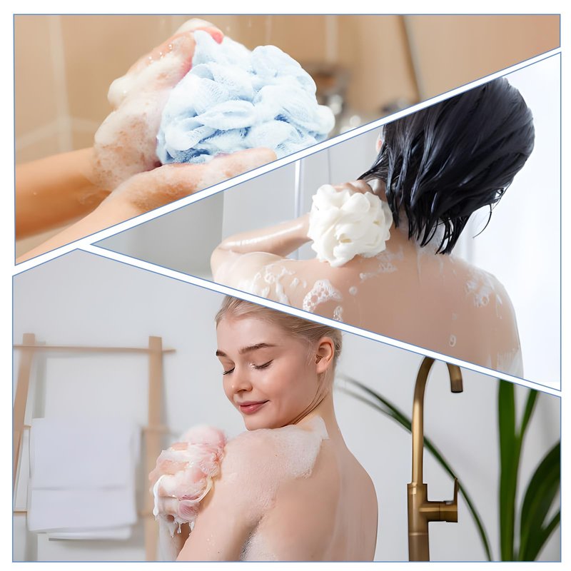Soap Bar Loofah that Holds Bar Soap-Exfoliation Mesh Shower Ball,2 in 1 Bath Loofah Sponge with Drawstring (Pink,Blue,White)