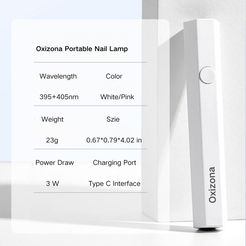 Oxizona Handheld UV Nail Lamp for Gel Nails, Mini UV Light, Portable LED Nail Lamp for Gel Polishes, Single Finger Light, Cordless Rechargeable USB Nail Dryer for Quick Curing (White)