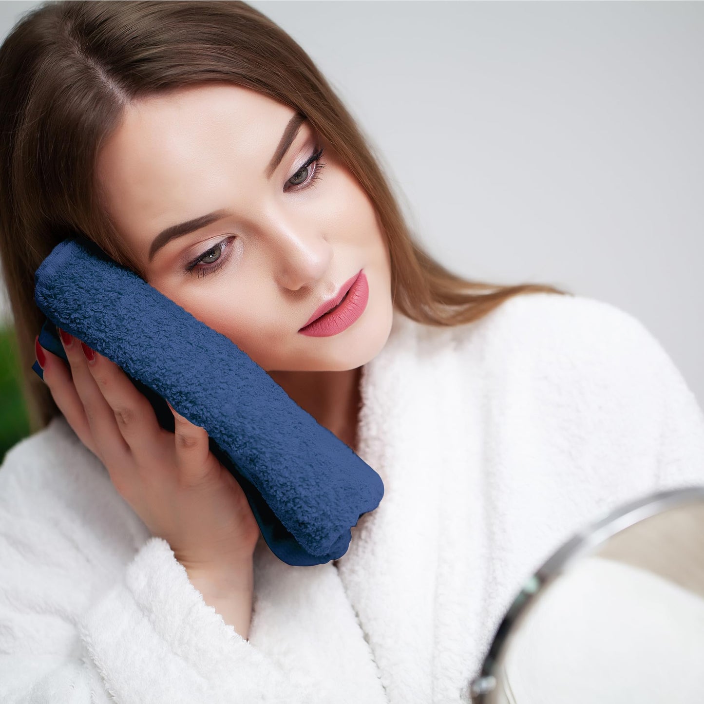 Novo Home Face Towels Pack of 12 – 100% Cotton Wash Cloths (12x12 inch) – Soft, Quick Dry & Highly Absorbent Hand Towels for Bathroom, Spa, Gym, Kitchen and for Daily Use - (Royal Blue)