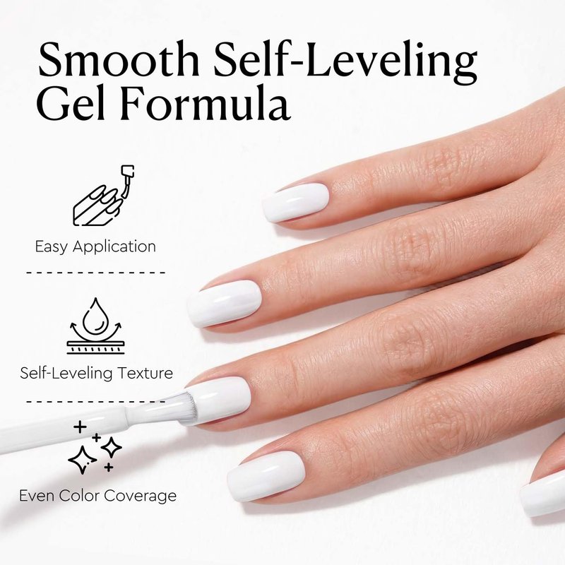 AZUREBEAUTY 18ML White Gel Nail Polish – Pure White Soak Off UV/LED Gel Polish for French Tips, High Gloss Solid White Nail Art Gel for DIY Manicure Salon Use