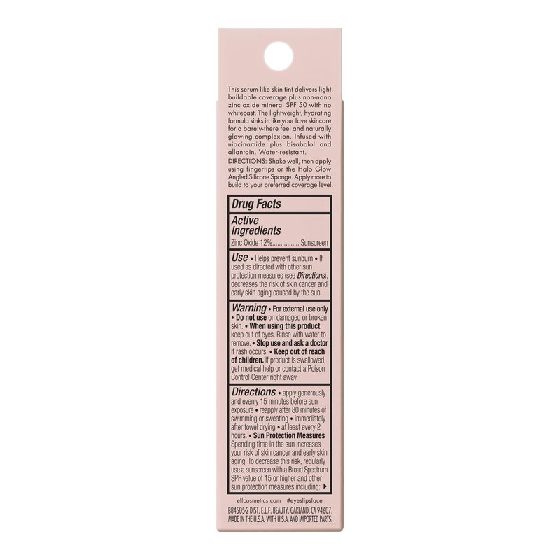 e.l.f. Halo Glow Skin Tint SPF 50, Tinted Moisturizer For Light, Buildable Coverage, Creates A Natural Glow, Vegan & Cruelty-Free, 4 Light Neutral