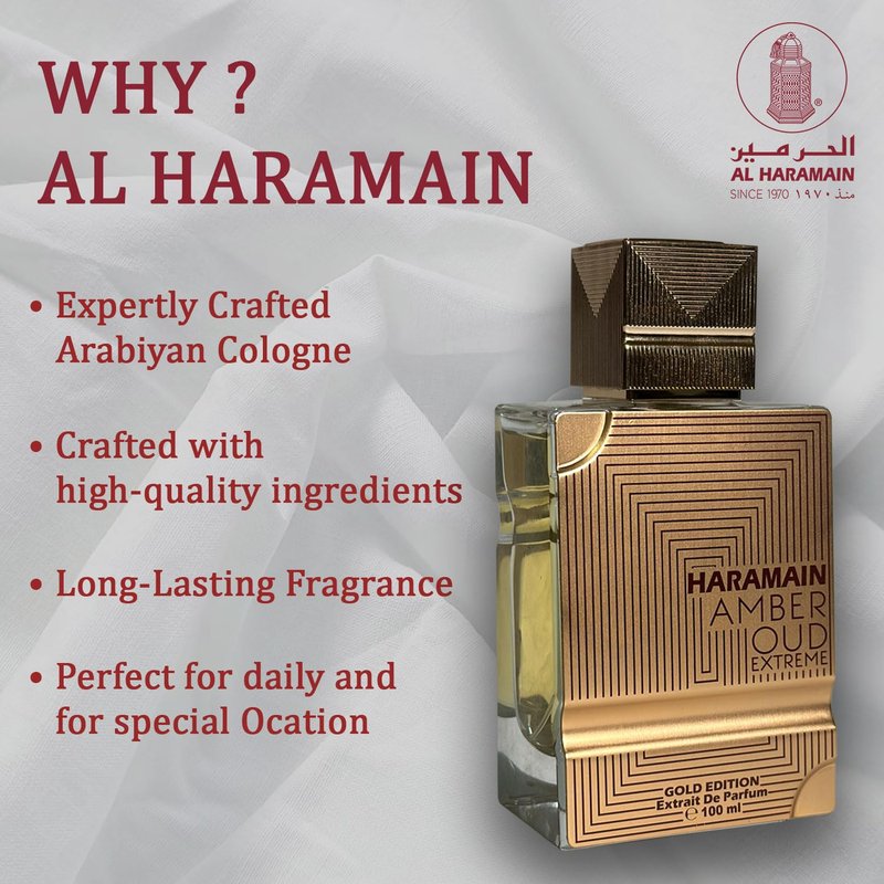 Al Haramain Amber Oud Gold Edition Extreme Eau De Parfum Spray 100ml (3.4 oz) - Long-Lasting & Refreshing Pure Perfume for Women & Men, Unisex Arabian Fragrance.