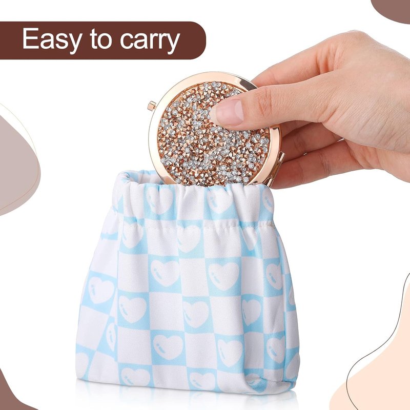 Roowest 16 Pack Metal Rhinestone Compact Mirrors - Inspirational Rose Gold Magnifying Purses