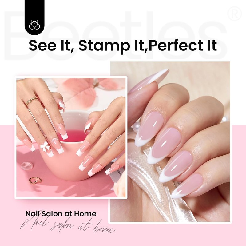 Beetles Nail Stamp Kit - 3 Pcs Silicone French Tip Nail Art Tools | Replacement Stamper Heads & Scrapers for DIY Manicure