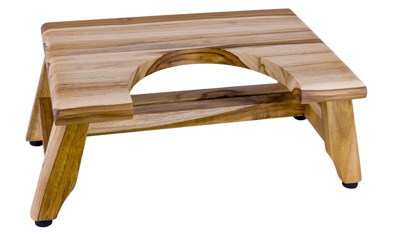 EcoDecors SerenityyPoo Teak Toilet Stool 20 inch L x 12 inch D x 8 inch H Natural