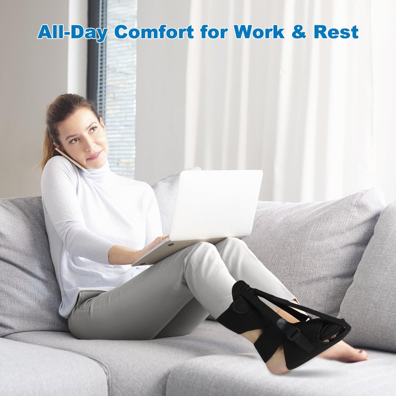 Plantar Fasciitis Night Splint and Brace, Upgraded Planters Facetious Relief, Foot Drop and Achilles Tendonitis Relief Brace, Night Splint for Plantar Fasciitis Women & Men, Black, Relief Day & Night