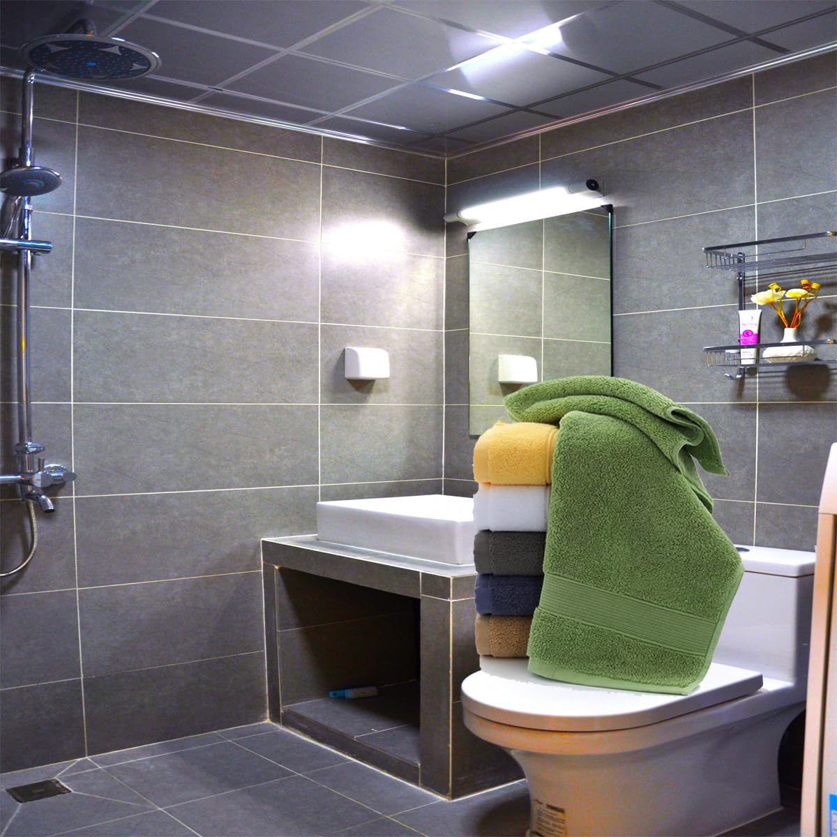 JININQ 700GSM 2Piece Hand Towels -100% Cotton for Bathroom,Kitchen,Beauty,Spa,Gym,Household face Towel,Highly Absorbent Towels(13.7 x 29.5 Inches) (Green)