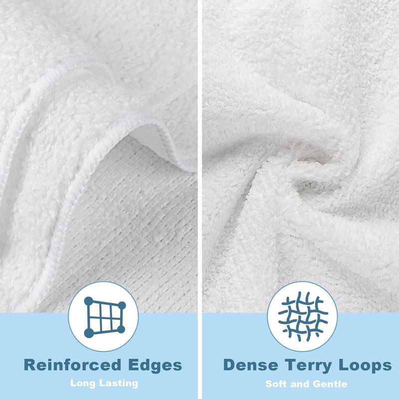 HOMEXCEL Microfiber Washcloths - 50 Pack, 12" x 12" Soft & Highly Absorbent Towels for Home & Spa
