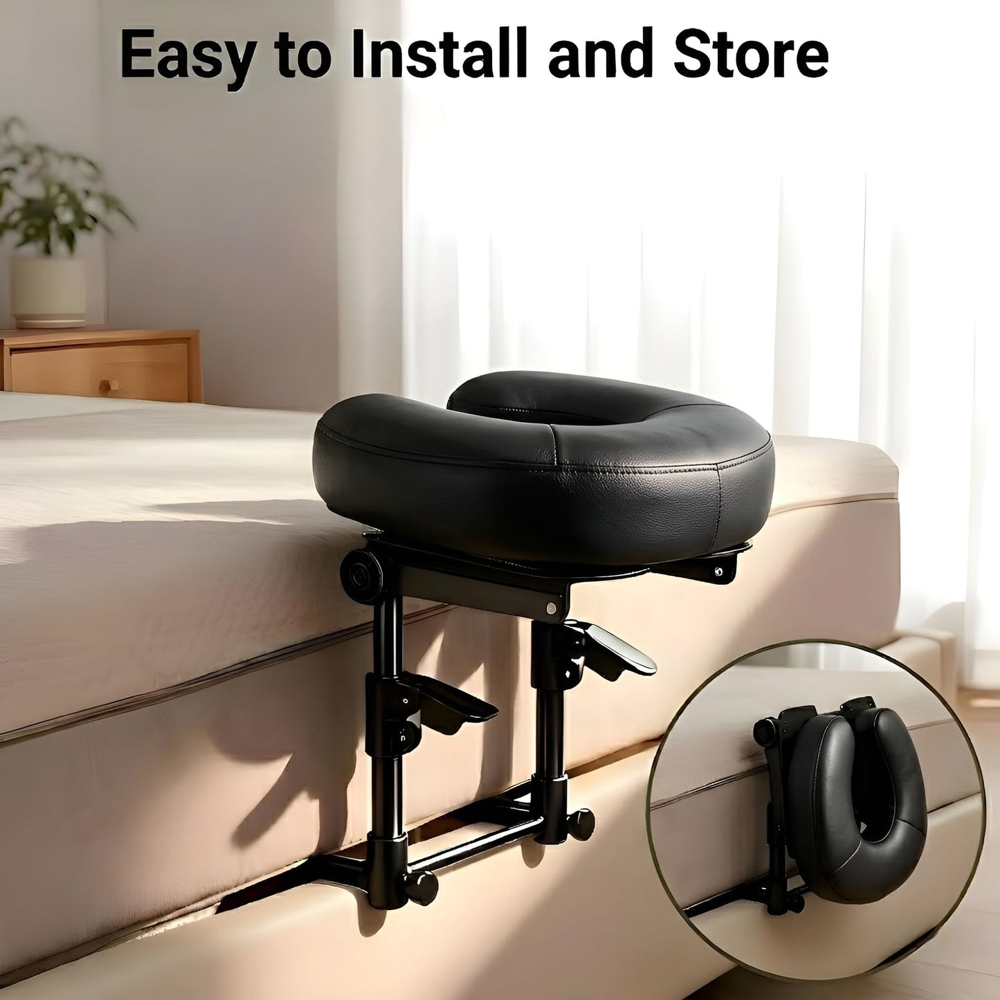 Tademis Massage Headrest for Bed Home Mattress Top Massage Kit Adjustable 18" Height SPA Head Holder Massage Face Cradle Home Salon Face Cushion Support Bracket (Black)
