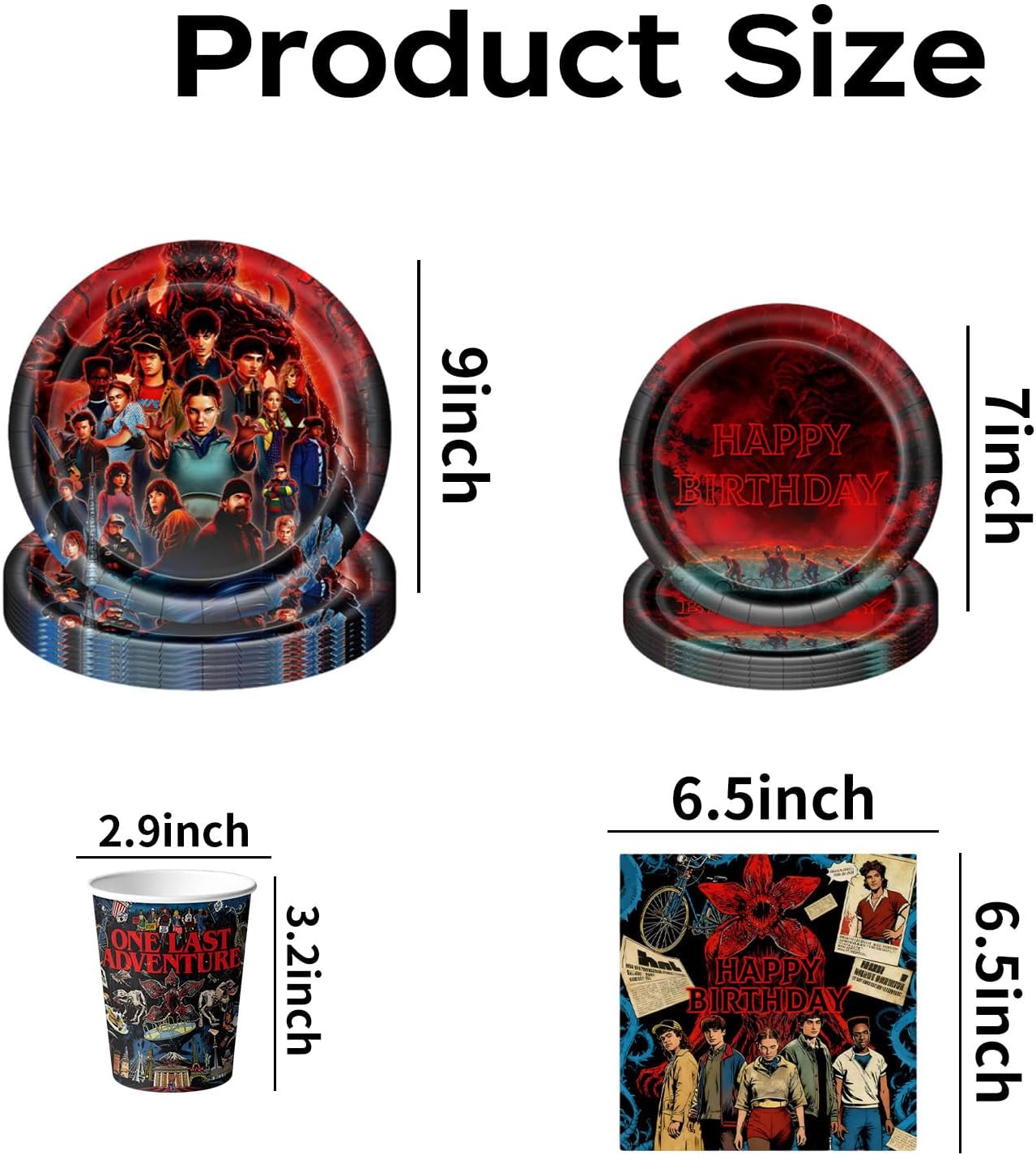 Stranger Things | 50-Piece TV Party Tableware Set - Movie Theme Birthday Supplies with Plates, Napkins & Cups