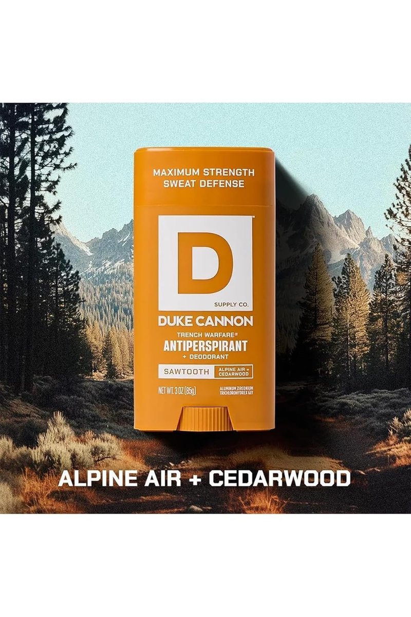 Duke Cannon Sawtooth Trench Warfare Antiperspirant Deodorant for Men – Alpine Air & Cedarwood Scent, 3 oz – Long-Lasting Sweat Protection, Paraben-Free