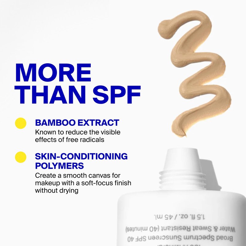 Supergoop! Mineral Mattescreen (SPF 40) - 45 mL - Mineral, Oil-Free Broad Spectrum Sunscreen - Smooths Skin s Appearance, Minimizes Pores & Controls Shine - Water & Sweat Resistant - Sunrise
