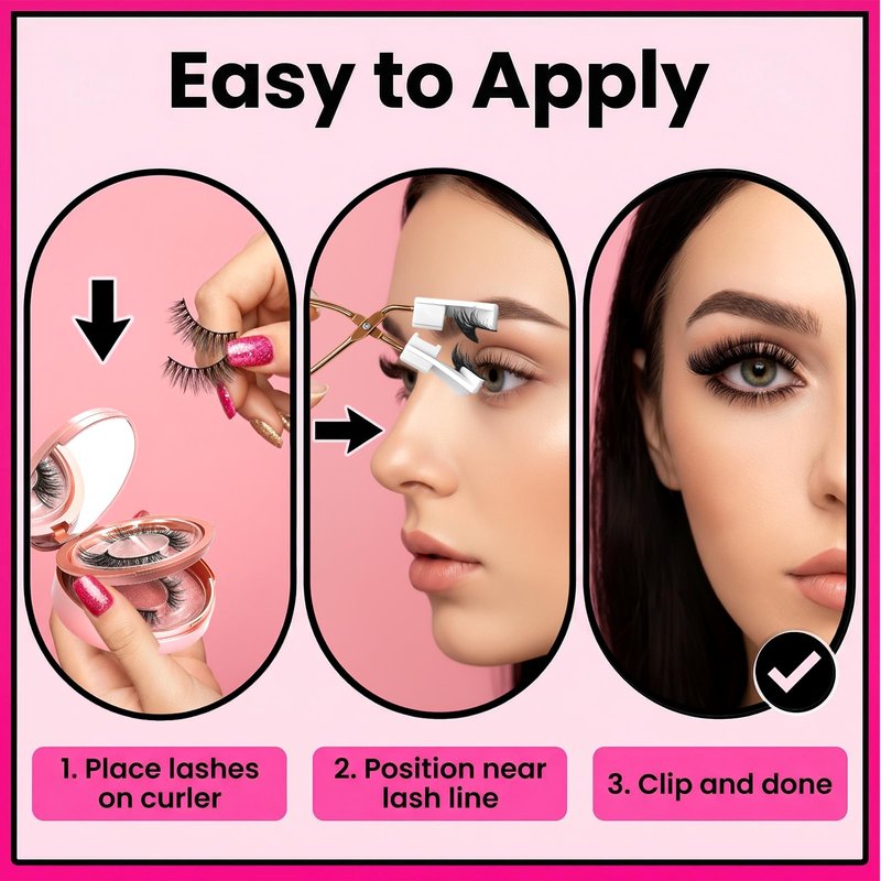 Magnetic Eyelashes with Applicator - Natural Look, No Glue or Eyeliner Needed, Lightweight & Waterproof Reusable False Lashes for Beginners