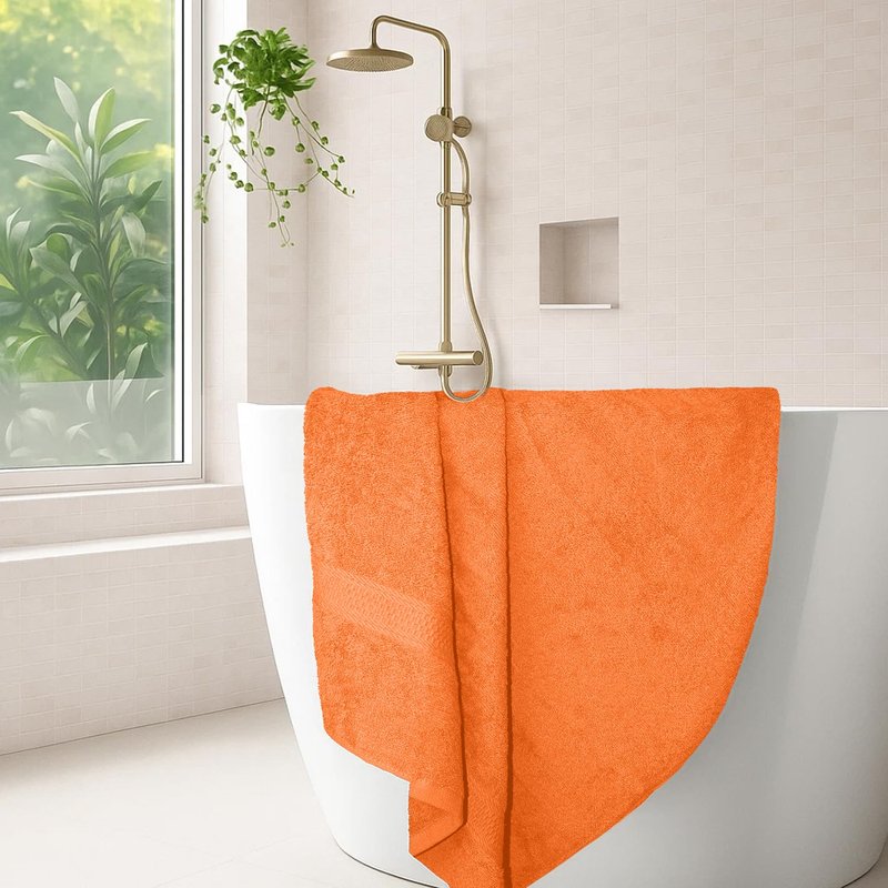 RIVERSIDE 100% Ring Spun Cotton Large Bath Towels Set of 4, 27 x 54 Inches – Quick Dry, Soft & Highly Absorbent Towels for Shower & Bathroom – Luxury 600 GSM Towels for Home, Spa, Gym, Hotel, Orange