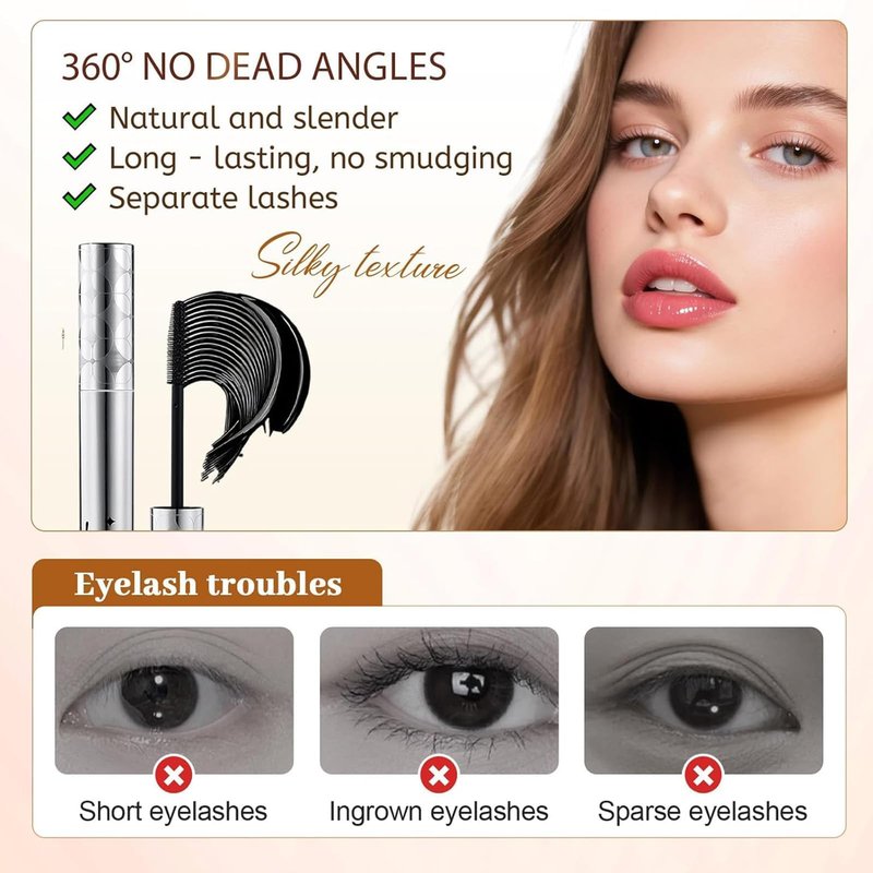 2026 New Mascara for Older Women 60 Plus - Volumizing & Lengthening Formula for Mature Women with Thinning Lashes, Non-Clumping, Waterproof & Long-Wearing (Black + Brown)