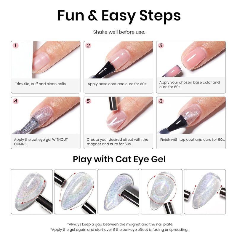 Beetles Rainbow Cat Eye Gel Nail Polish - 15ML Silver Glitter Gel for Stunning DIY Manicures