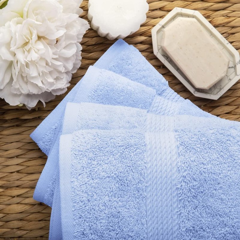 SUPERIOR Egyptian Cotton Plush & Absorbent, Hand Towel Set of 4, Light Blue