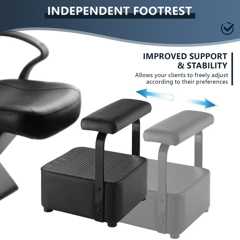 TONESLY Independent Footrest for Backwash Beauty Spa Shampoo Bowl and Chair Set,Footstool for Spa Beauty, Ottoman for Shampoo Station Chair in Salon and Spa (Black)