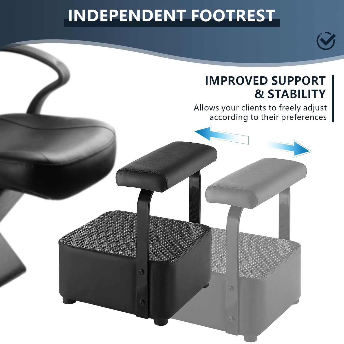 TONESLY Independent Footrest for Backwash Beauty Spa Shampoo Bowl and Chair Set,Footstool for Spa Beauty, Ottoman for Shampoo Station Chair in Salon and Spa (Black)