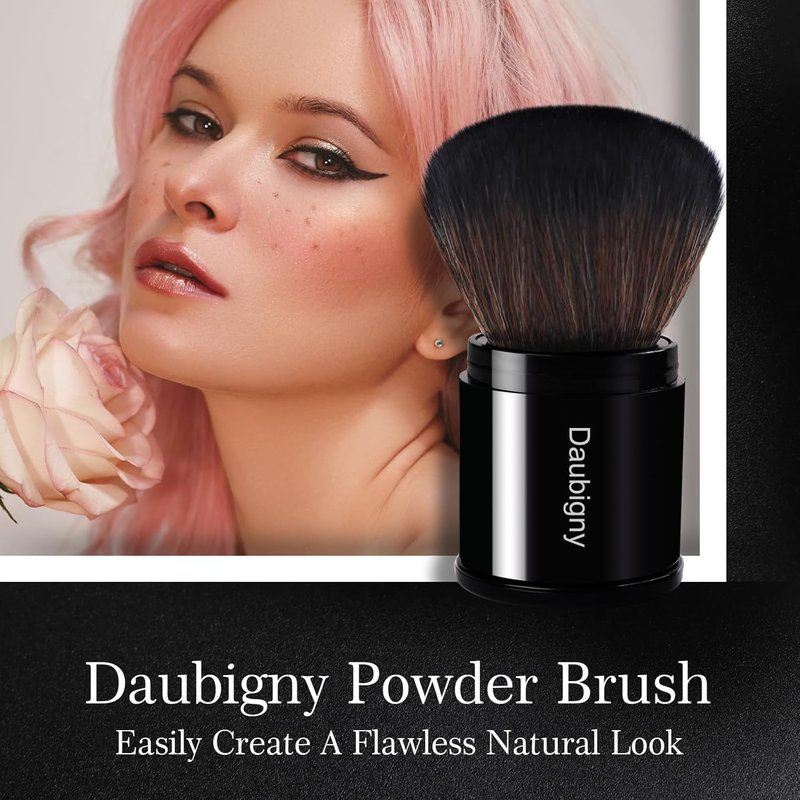 Daubigny Retractable Kabuki Makeup Brush - Travel-Friendly Powder Brush for Blush & Bronzer