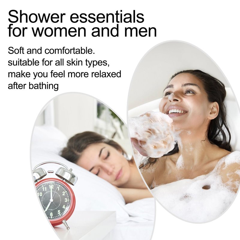 Fishent Loofahs Bath Sponge, 4 Pack 70g Soft Mesh Pouf Shower Puffs Loofa Exfoliating Body Scrubber Ball for Men and Women