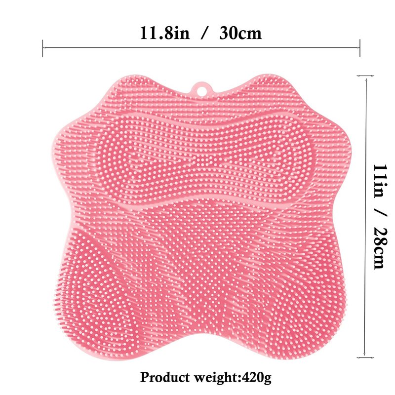 Easkite Shower Foot Scrubber, Shower Foot and Back Scrubber with Suction Cups, Shower Silicone Foot Washer for Exfoliating Massage(Pink)