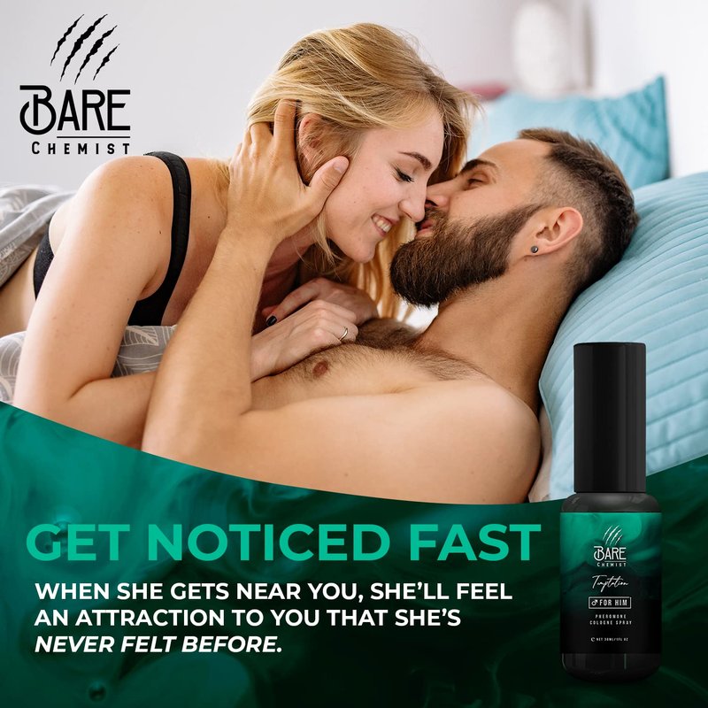 Bare Chemist Pheromones for Men to Attract Women (Temptation) Cologne - Extra Strong, Concentrated Proven Formula Spray