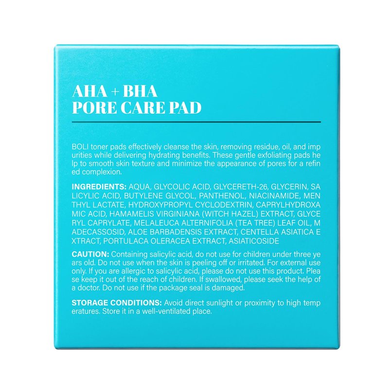 BOLI Cleansing Toner Pads, Salicylic Acid Mild Exfoliating Facial Pads, Pore Reducing with Tea Tree Oil, Niacinamide, Wihch Hazel (70 Units)