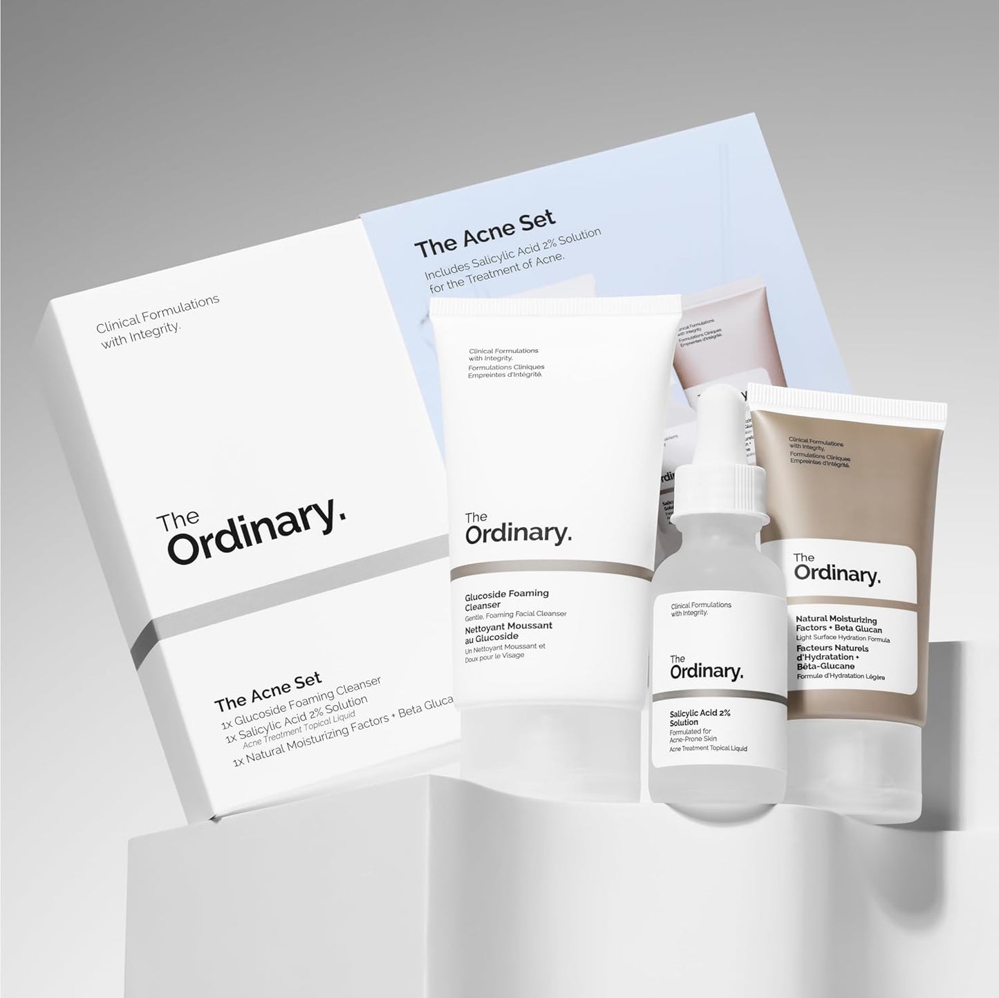 The Ordinary Acne Set - 3-Step Skin Regimen with Cleanser, Salicylic Acid & Moisturizer | Clear Skin Solution