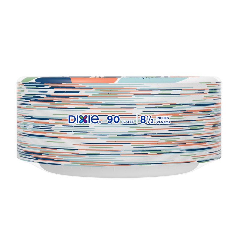 Dixie Medium Paper Plates, 8.5 Inch, 90 Count, 2X Stronger*, Microwave-Safe, Soak-Proof, Cut Resistant, Disposable Plates For Everyday Breakfast, Lunch, & Dinner Meals