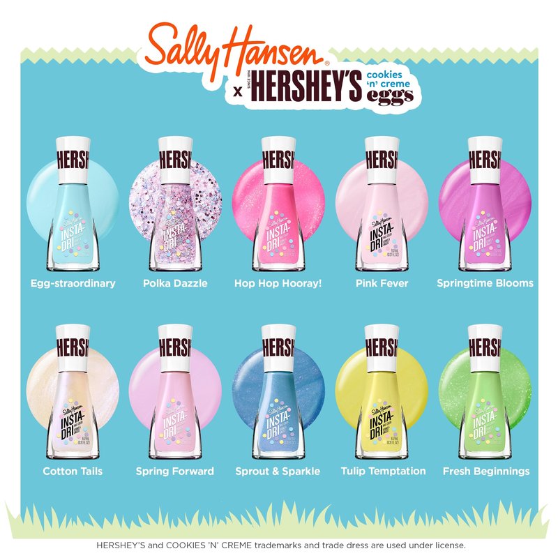 Sally Hansen Insta-Dri Hershey's Cookies 'n' Creme Eggs Nail Polish | Quick Dry, Long Lasting, Streak-Free Shine | Semi-Opaque, Glittery | 777 Polka Dazzle | Pink and Silver Glitter Nail Color