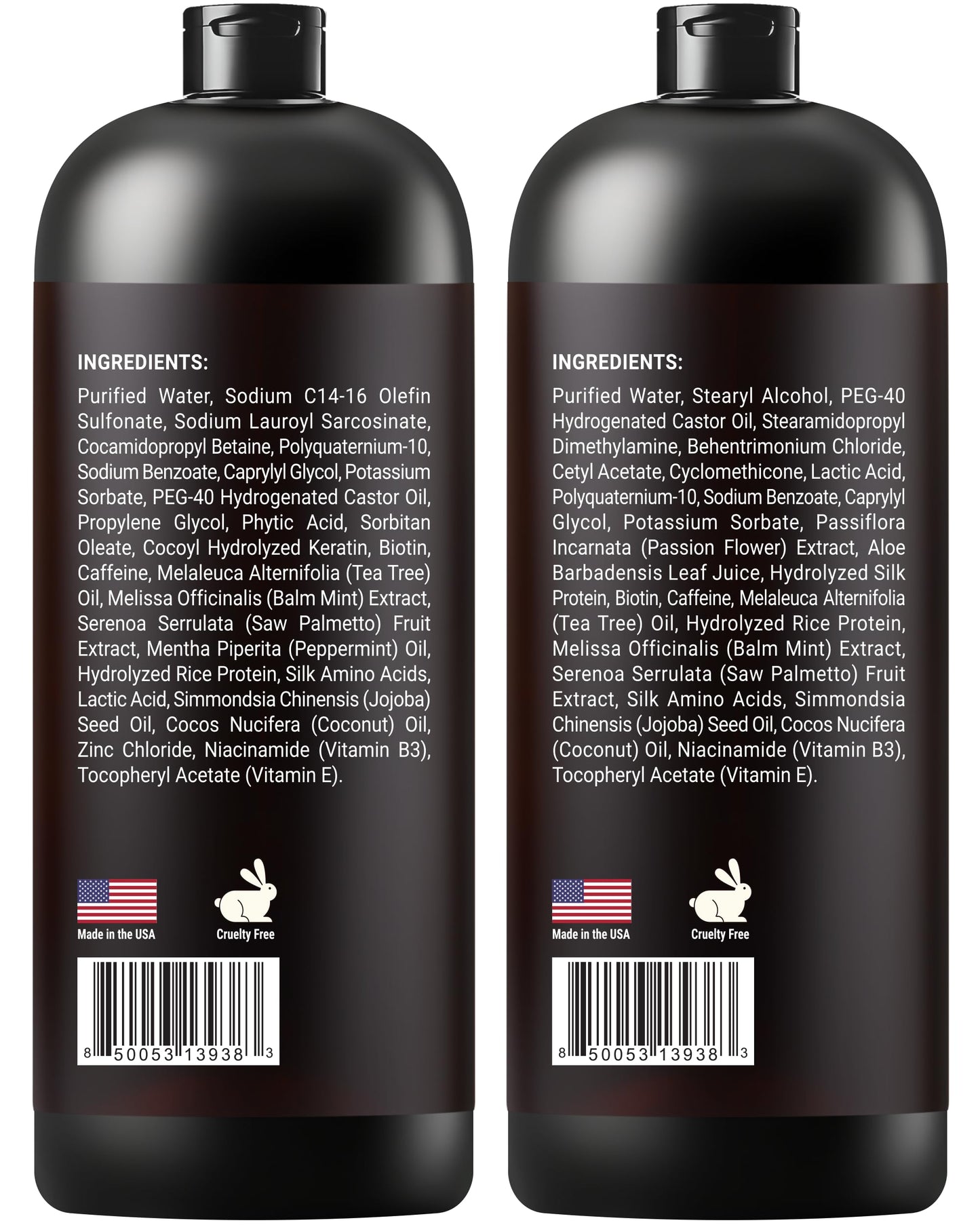 SOULSPA PURE Biotin Rice Water Shampoo and Conditioner Set - Thickening Formula with Rice Protein & Keratin - Strengthening Hair Care for Thinning Hair - Made in USA - 16 fl oz Each