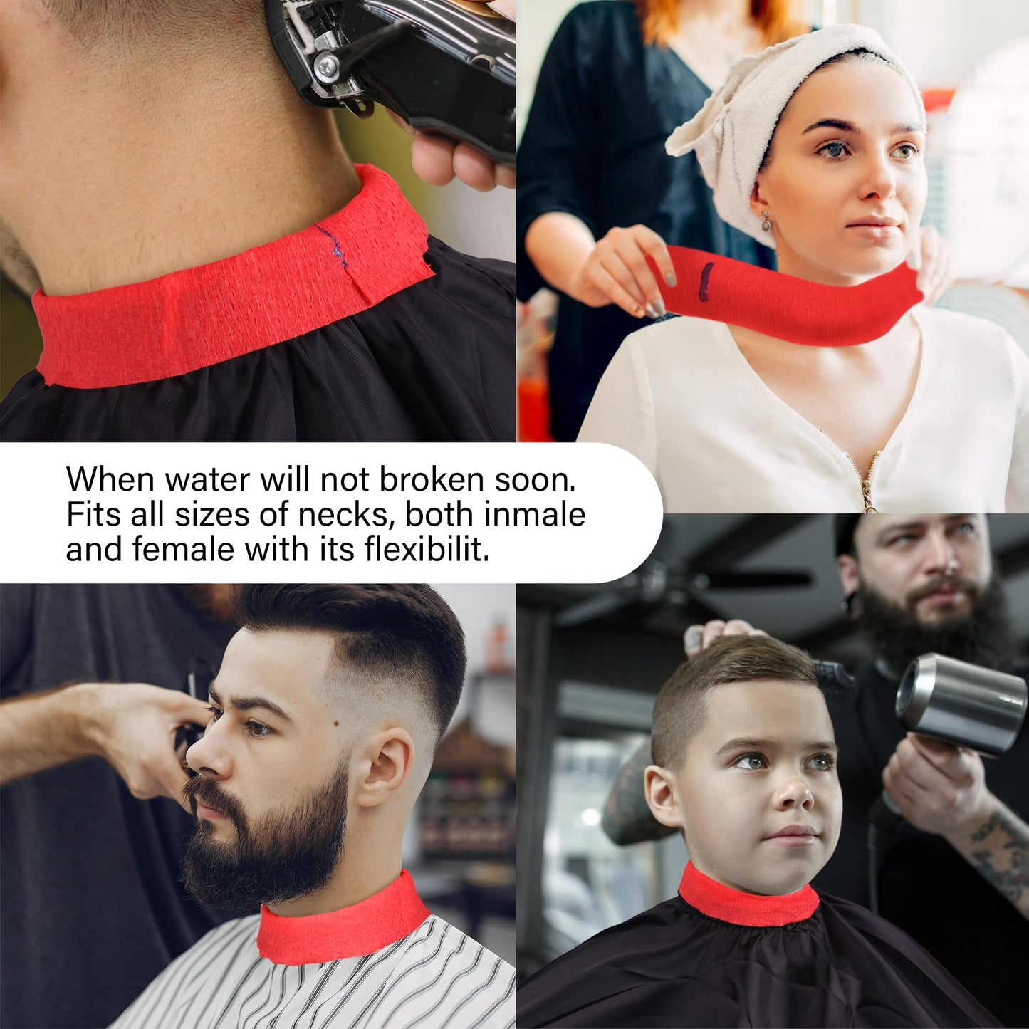 Stretchy Barber Paper Neck Strips - 5 Rolls & 500 Disposable Bands, Professional Hairdressing Accessory Tool