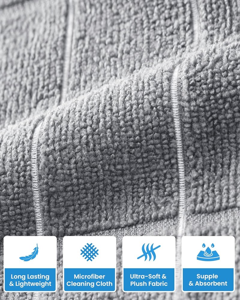 Utopia Towels Microfiber Wash Cloths Set - 12 Highly Absorbent & Soft Fingertip Towels | 12x12 Inches, Grey
