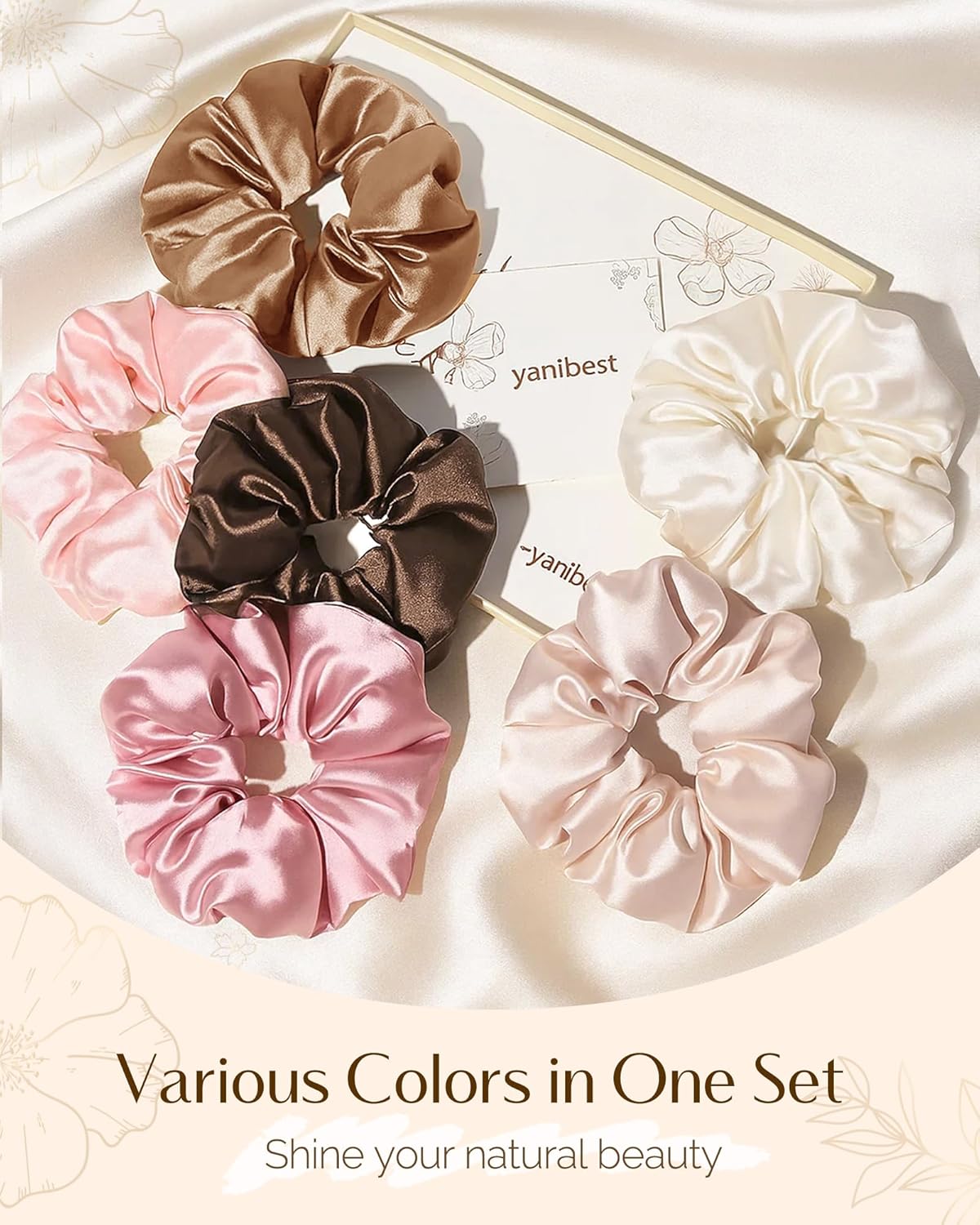 Yanibest Satin Scrunchies - 8 Pcs Soft Silk Hair Ties for No-Damage Ponytails | Women's Hair Accessories