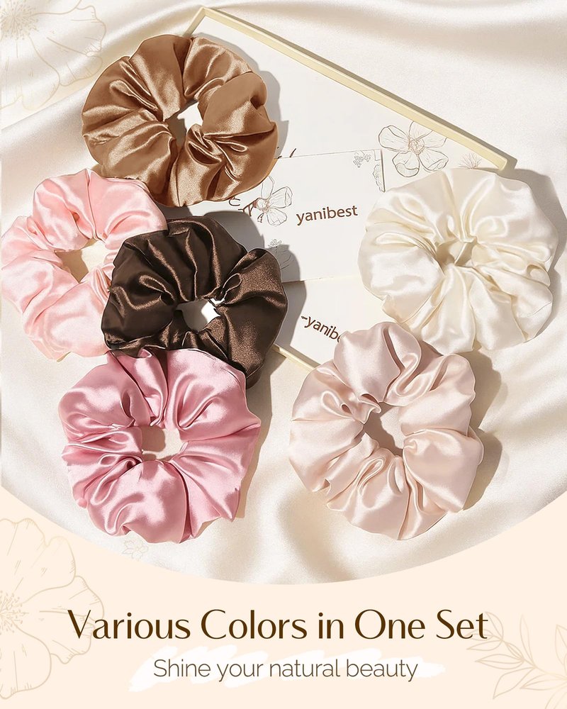 Yanibest 8 Pcs Satin Scrunchies - Silk Scrunchies Ponytail Holders, Soft Satin Hair Ties No Damage, Hair Accessories for Women