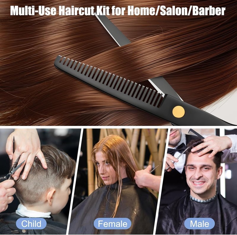 Professional Hair Cutting Scissors Set - Stainless Steel Shears & Thinning Scissors for Salon & Home Use | Unisex