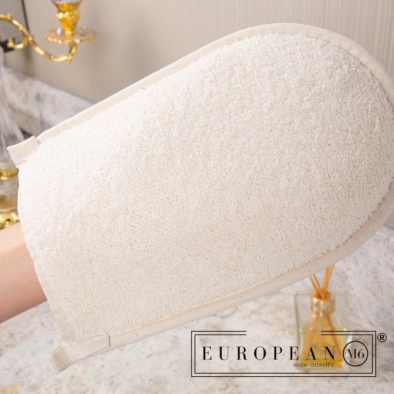 European M6 Loofah Exfoliating Body Scrubber Mitt – Dual-Sided Natural Egyptian Luffa Glove for Shower & Bath | Large Size Organic Loofah Sponge for Deep Body Cleansing | for Women & Men (3 Count)