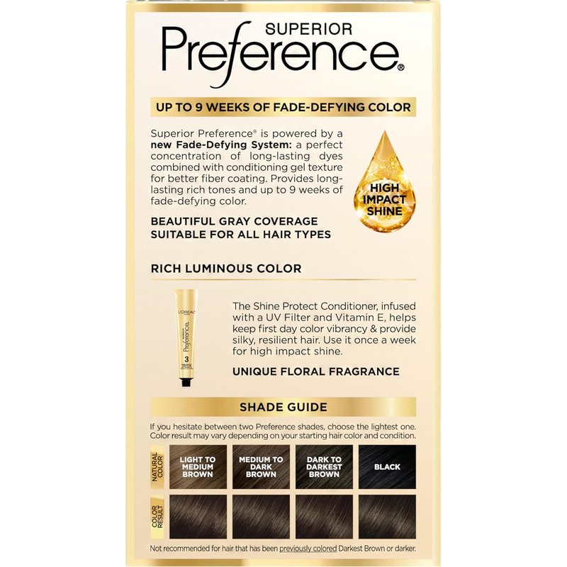 L'Oreal Paris Hair Color - Fade-Defying Dark Ash Brown Dye | 9 Weeks of Radiance, 1 Kit
