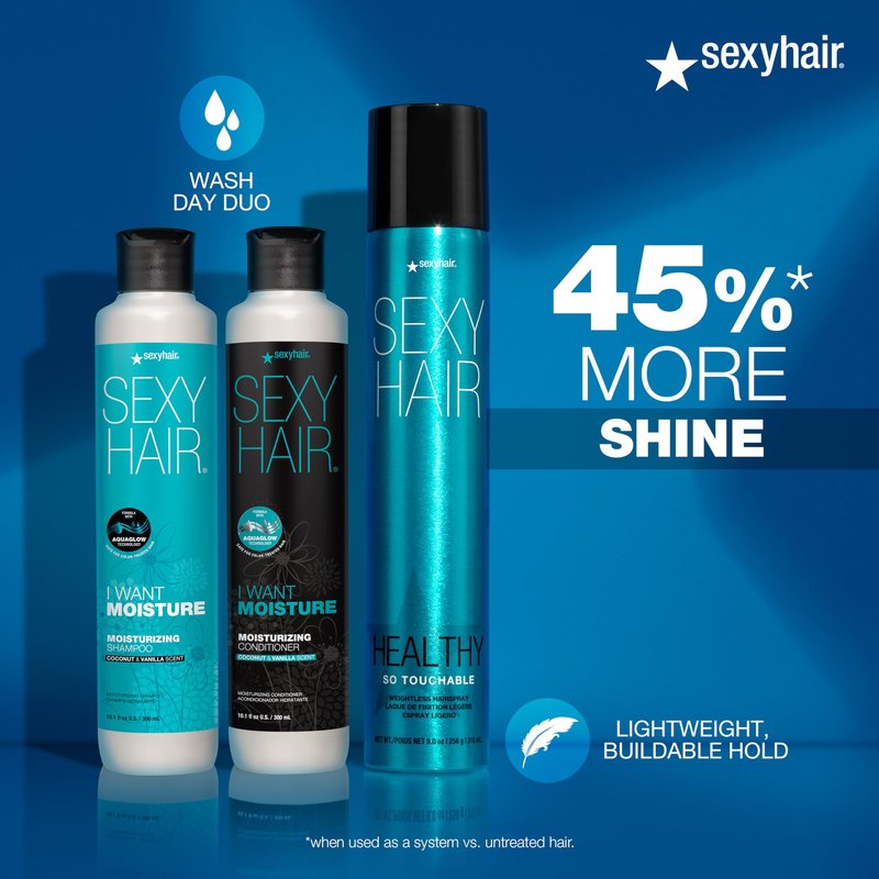 SexyHair I WANT MOISTURE Shampoo, 10.1oz| Tames Frizz | Increases Shine by 60% | All Hair Types