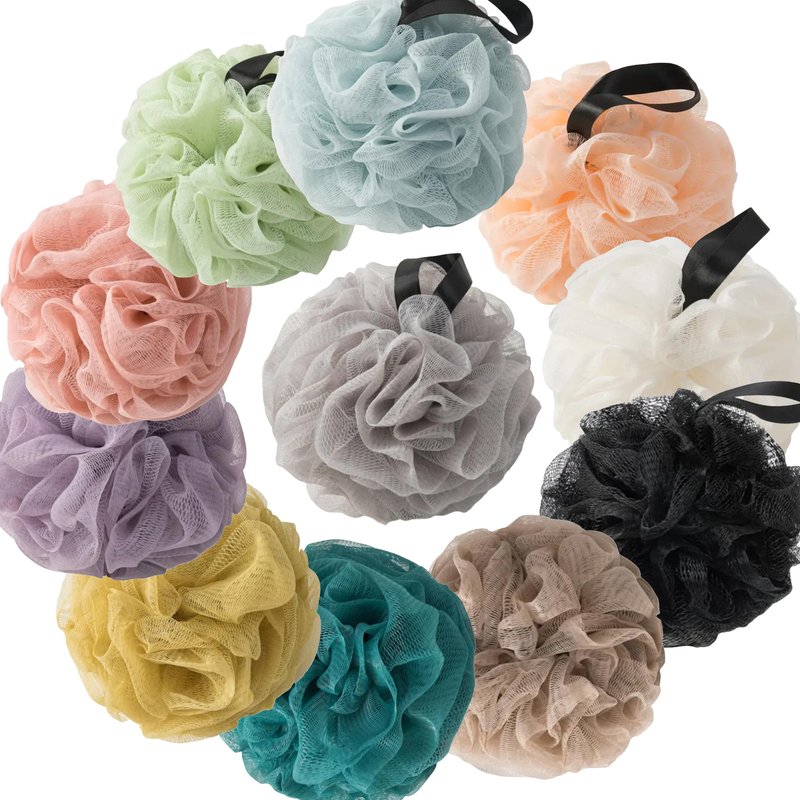 Loofah Sponges for Shower,Exfoliating Cleaning Bath Loofa Body Scrubber Balls for Women Men Washing,All Gray 4 Pack Loofahs