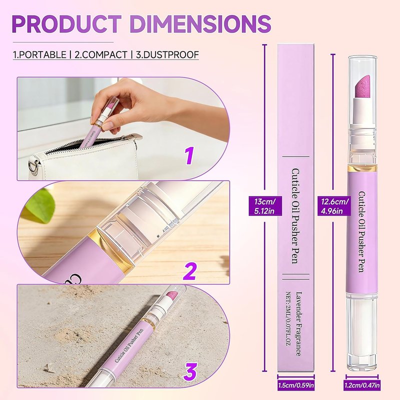 Cuticle Oil Pusher Pen - 2-in-1 Ceramic Moisturizing Tool for Dry Nails | Travel Size, No Leak