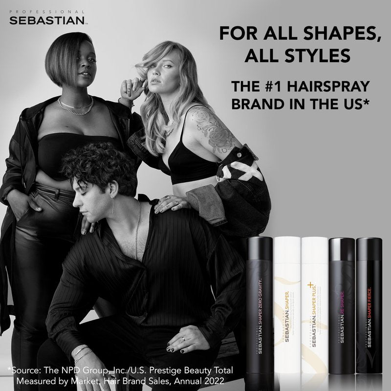 Sebastian Professional Shaper Mini Hairspray, 50 VOC% | Flexible to Medium Hold | Brushable with Control | Travel Size, 1.5 oz