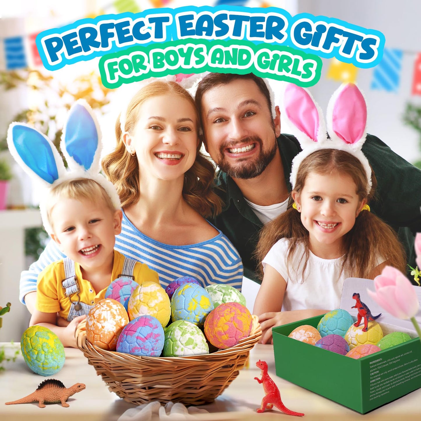 Bath Bombs for Kids with Dragon Toys Inside, Easter Basket Stuffers for Toddlers, Sanyi Dinosaur Toys Gifts for Kids 3-7, Dino Egg Fillers Bubble Bath Birthday Gifts for Boys Girls