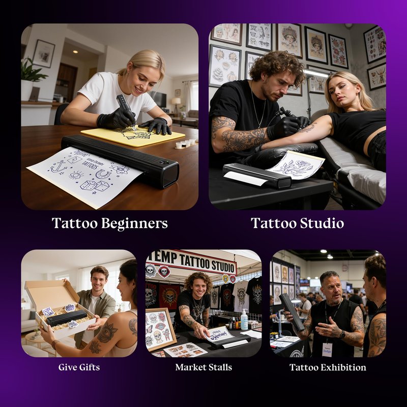 Itari Tattoo Stencil Printer Kit for Beginners, Thermal Tattoo Printer with 10 Pcs Transfer Paper, Bluetooth Stencil Printer for Tattooing, Wireless Tattoo Machine Compatible with Phone/Tablet/PC