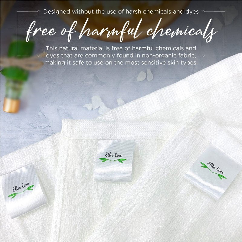 Ellie Cove Luxury Facial Washcloths, Made from 100 Percent Rayon Derived from Bamboo, Makeup Remover, Reusable Absorbent, Gentle for Delicate Sensitive Skin, Set of 6, 10"X10" (White)